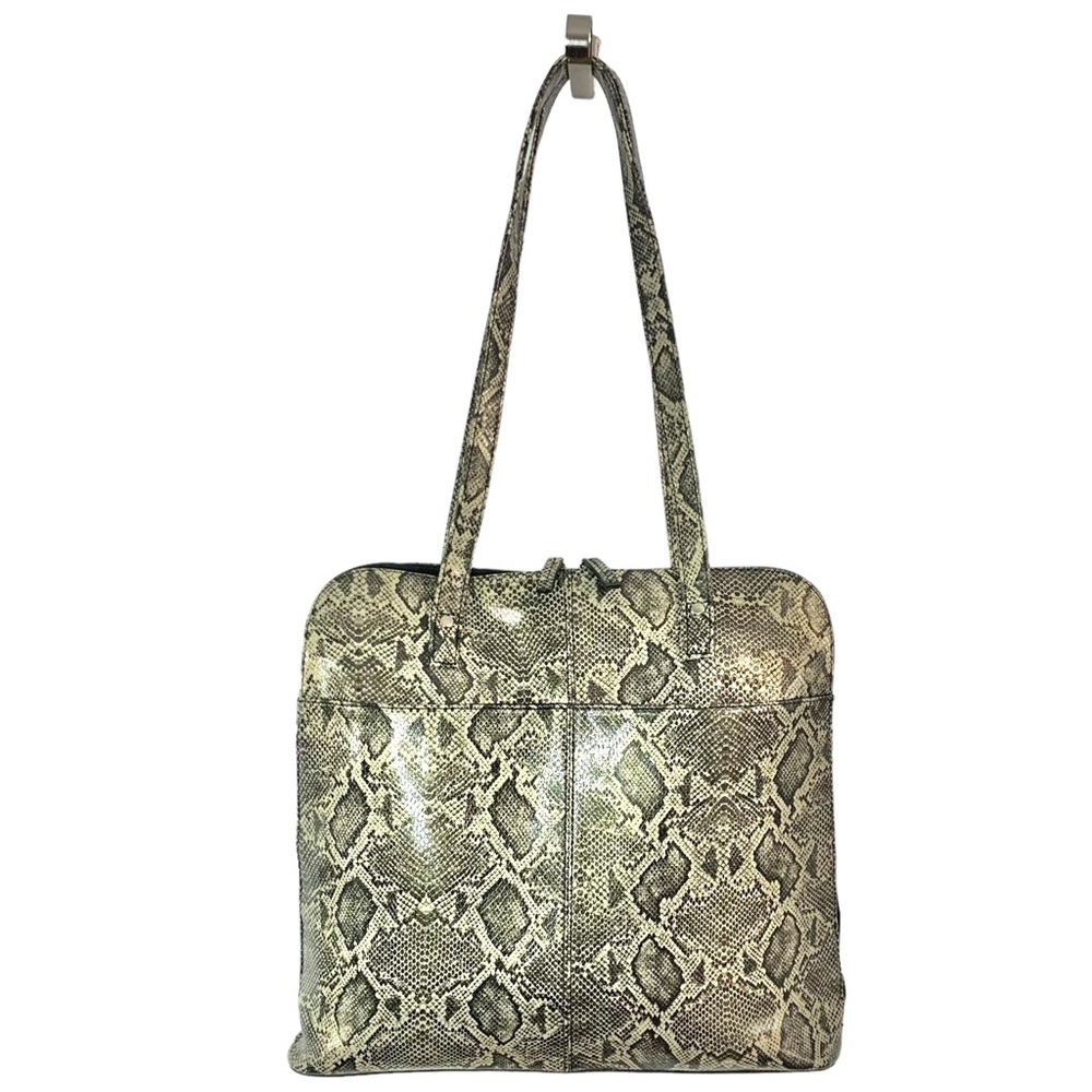 BUXTON Leather Snake Print Shoulder Bag w/ Laptop Compartment